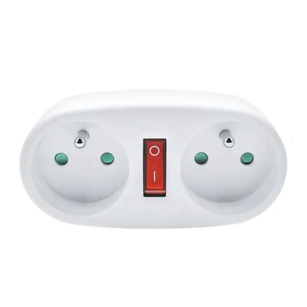 Rozdvojka 230V do zásuvky s vypínačem, 2x10A Ruční Výroba