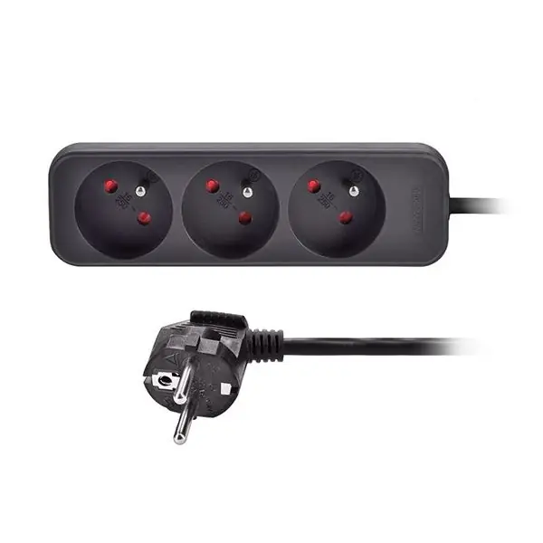 Víkendová Akce Prodlužovací kabel 2m, 3x zásuvka, černý