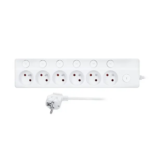 Víkendová Akce Prodlužovací kabel 2m, 6x zásuvka, 3x1mm2, 7x vypínač