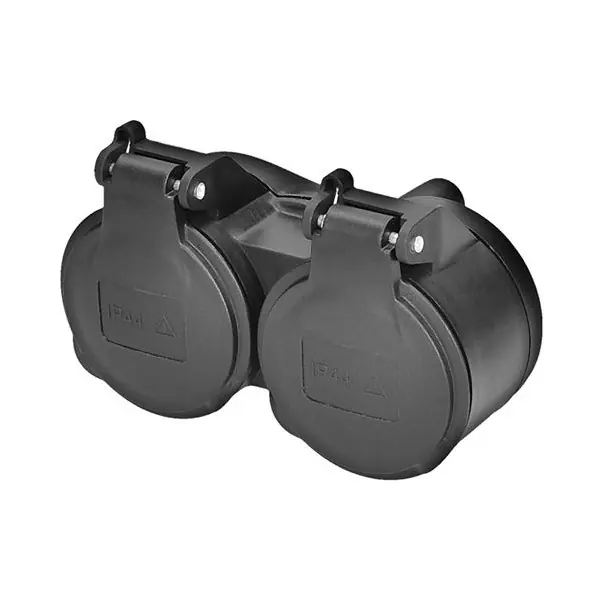 Objednat Nyní Gumová dvojzásuvka na kabel P69 do vlhka, IP44 černá