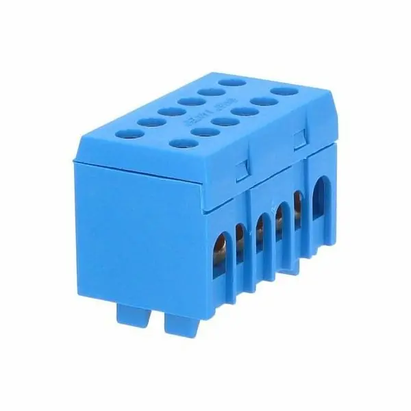 Krytý nulový můstek na DIN lištu 12 svorek, modrý Aktuální