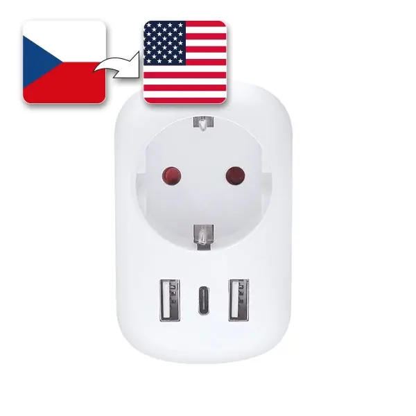 Cestovní adaptér USA USB A+C pro použití ve Spojených státech, typ B Finální Výprodej