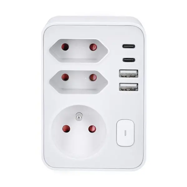 Rozbočka s vypínačem, 1x16A + 2x2,5A, 2xUSB A+C 20W PD Nová Kolekce