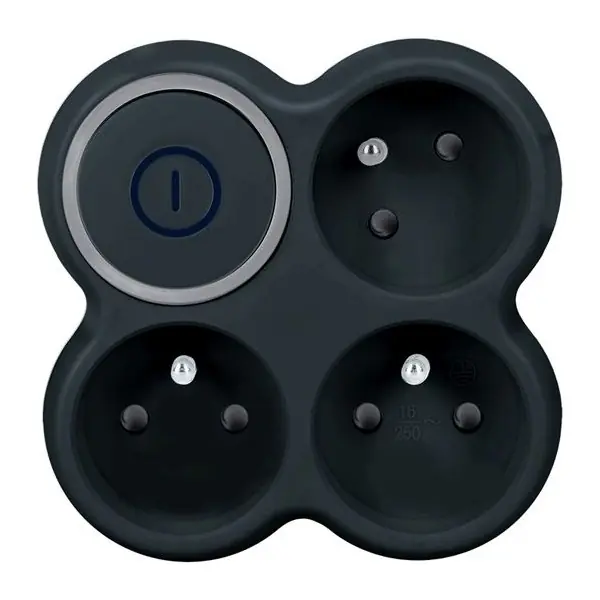 Nová Kolekce Rozbočka s vypínačem 230V, 3x15A, černá