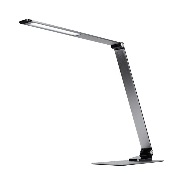 Luxusní LED stolní lampa s USB, stmívatelná, 11W, 3000K-6000K, broušený hliník, stříbrná