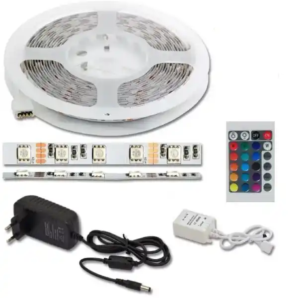 RGB LED pásek s ovladačem a trafem 1,5m, 800lm/m, IP20 Časově Omezené