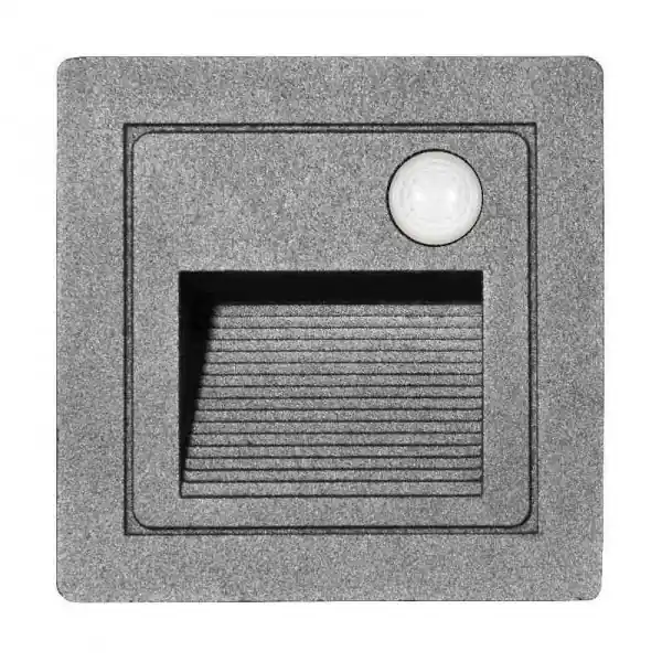 Výprodej LED orientační světlo s čidlem STEP 2 85×85mm, 3W, IP54, šedé