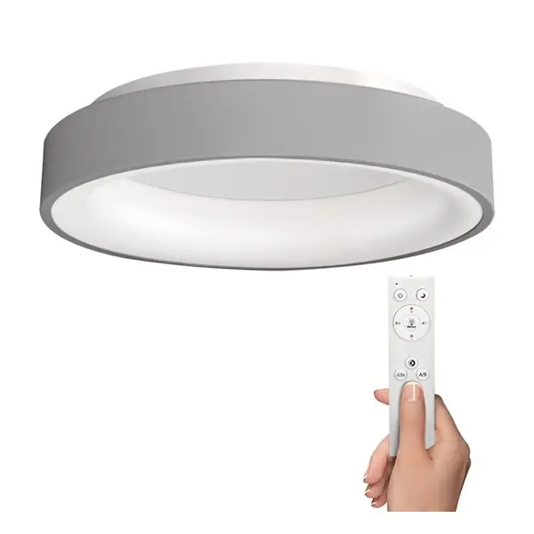 LED stmívatelné stropní svítidlo s dálkovým ovladačem TREVISO 45cm, 48W, 2880lm, šedé Moderní