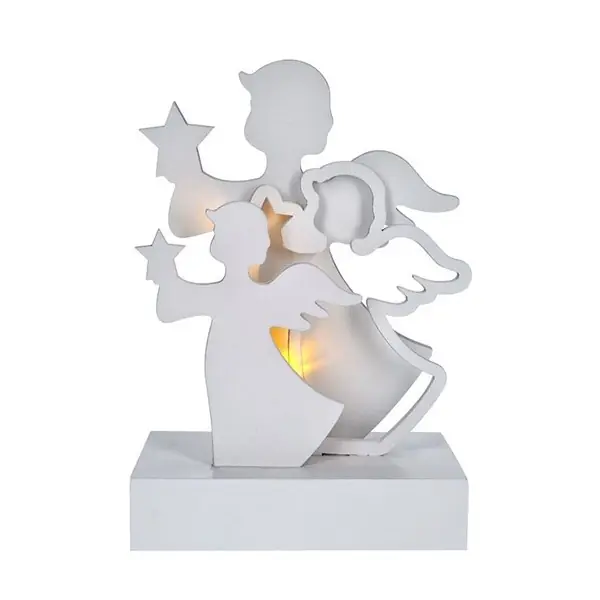 Must-Have LED dřevění andělé na baterie 2xAA, 15cm