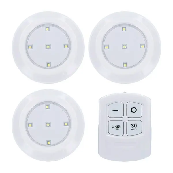 Must-Have LED noční světýlka na baterie, stmívatelná, s časovačem a na dálkové ovládání 3x50lm, 3ks