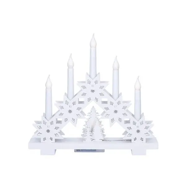 LED vánoční svícen s hvězdami, 30cm, 5xLED, 2xAA Hit Sezóny