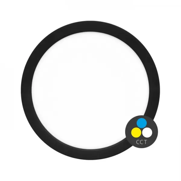 LED stropní svítidlo s nastavitelnou CCT, 22cm, 6-18W, 1880lm, IP20, černá Záruka V Ceně