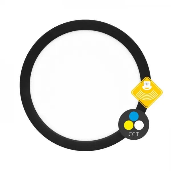 LED stropní svítidlo s pohybovým čidlem, CCT, 22cm, 6-18W, 1880lm, IP20, černá Nejprodávanější