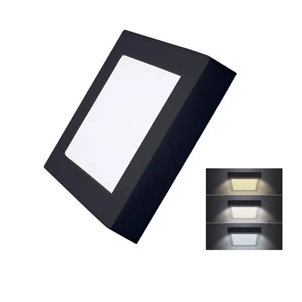 Oblíbený LED panel 17x17cm, 12W, 900lm, CCT 3000-6000K, černý