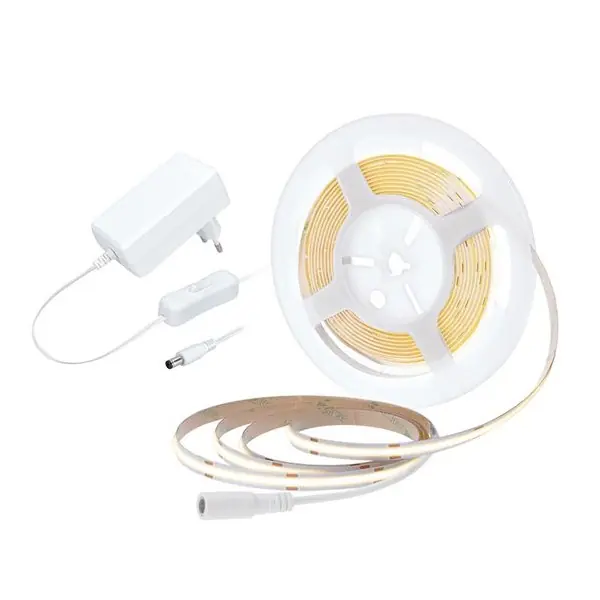 COB LED pásek s adaptérem a vypínačem, 5m, 800lm/m, teplá bílá, IP20 Hit Sezóny