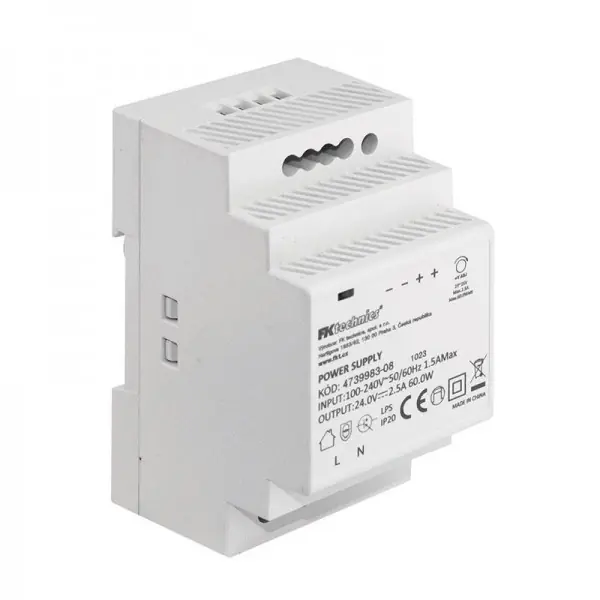 Aktuální Napájecí zdroj k LED pásku na DIN lištu 24V / 60W, 2.5A