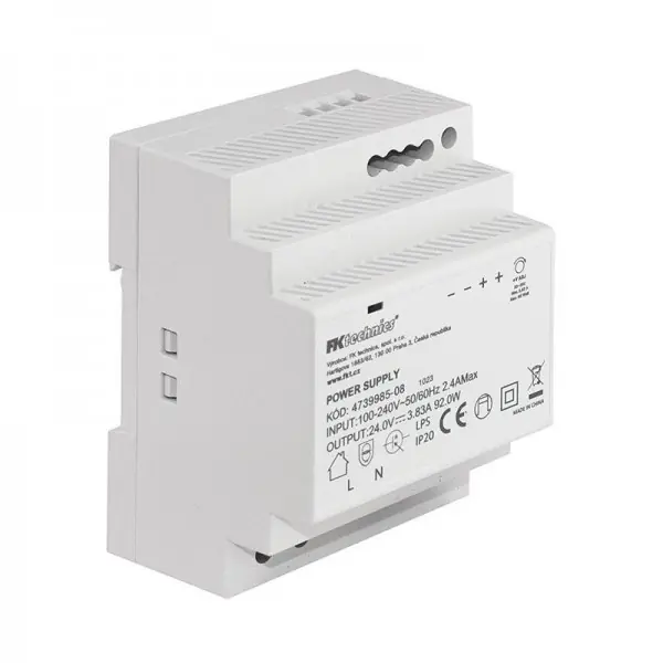 Napájecí zdroj k LED pásku na DIN lištu 24V / 92W, 3.83A Doprava Zdarma