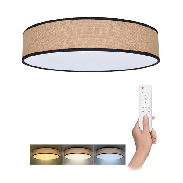 LED stropní osvětlení BROWNIE s dálkovým ovládáním Ø50cm, 60W, 4200lm, CCT, stmívatelné, přírodní juta Sezónní Sleva