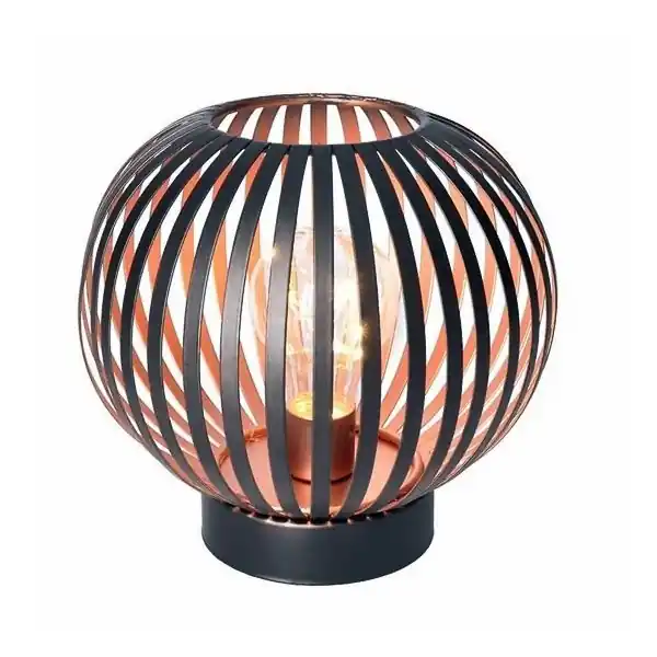 Ihned K Objednání Kulatá kovová lucerna s micro LED žárovkou, teplá bílá, 19cm, 3xAA