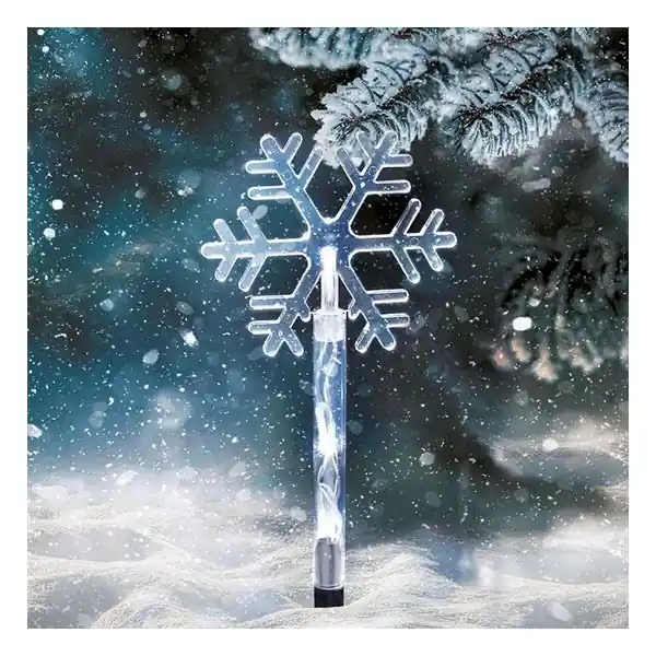 Nízká Cena LED zahradní osvětlení zapichovací, sněhové vločky 5ks, 15LED, 3xAA, IP44