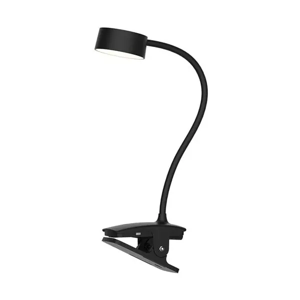 Stmívatelná nabíjecí LED stolní lampa s klipem, 2W, CCT, 210lm, černá Vysoce Kvalitní
