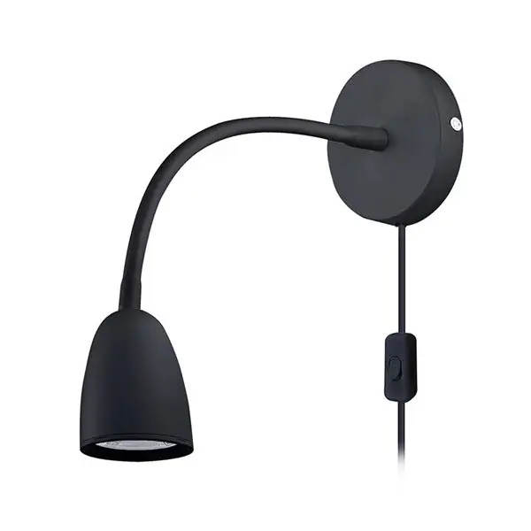 LED nástěnná lampa s vypínačem, stmívatelná, 4W, 3000K, černá Moderní