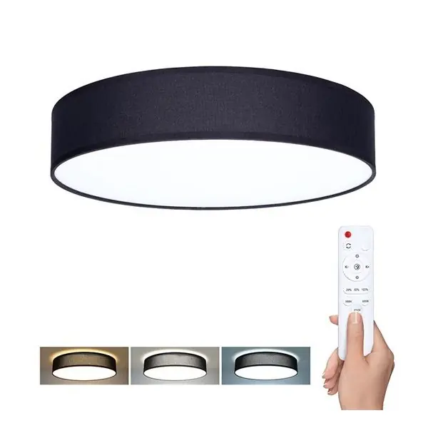 LED stropní světlo PENLEY s dálkovým ovladačem Ø40cm, 48W, 3360lm, CCT, stmívatelné, černá tkanina Expresní Doručení