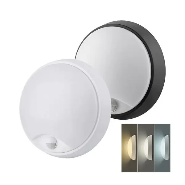 Aktuální LED stropní svítidlo s čidlem, CCT, 22cm, 20W, 1800lm, IP65, bílý a černý kryt