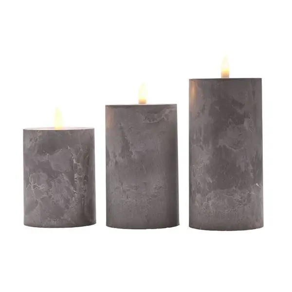 Výprodej Sada LED svíček s časovačem, 3ks, 2xAA, šedý mramor