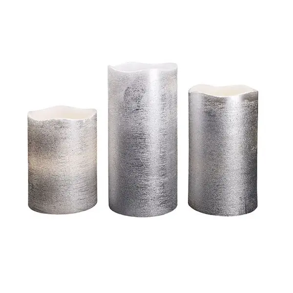 Top Prodej Sada LED svíček z vosku 3ks, 3xAAA, stříbrná