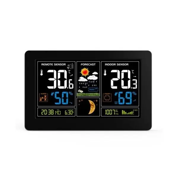 Domácí meteostanice TE81 s USB nabíječkou, černá Víkendová Akce