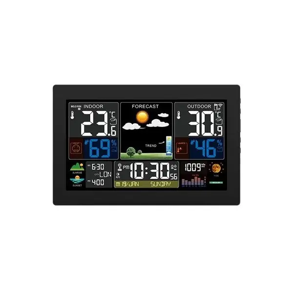 Novinka Domácí meteostanice TE81XL s USB nabíječkou, černá