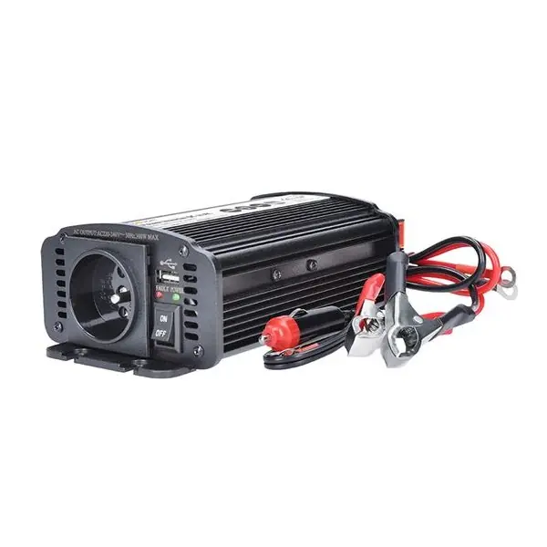 Akční Nabídka Měnič napětí 12V 230V, max. 300W, 1xUSB 500mA, kovový, černý