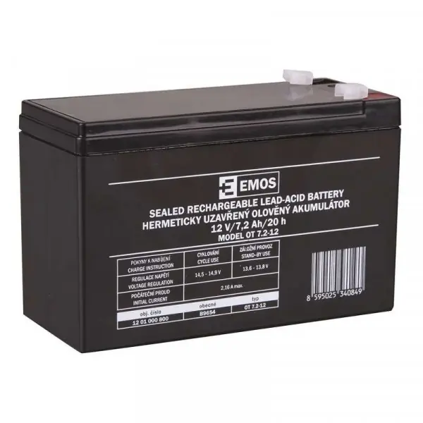 Záruka V Ceně Olověný akumulátor 12V/7,2Ah, faston 4,7 mm