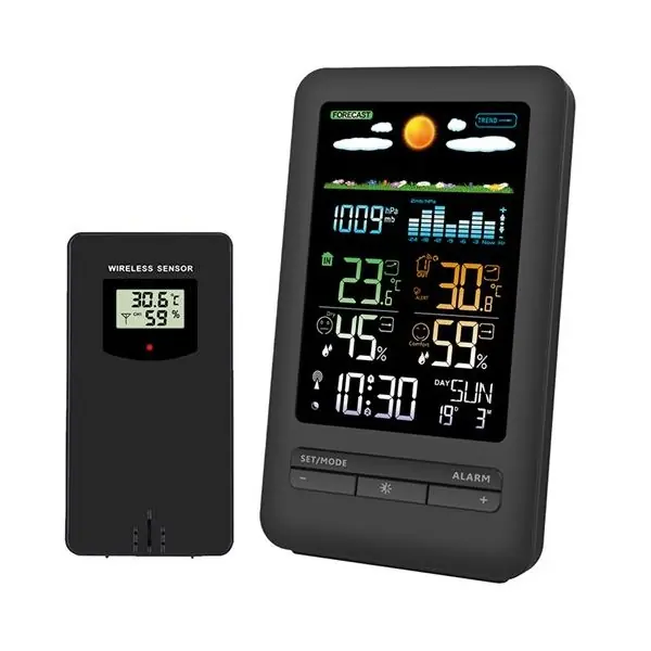 Domácí bezdrátová meteostanice TE87, barevný LCD, černá Ověřený