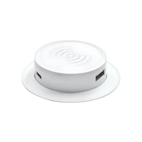 Bezdrátová nabíječka 15W Qi, USB A+C 20W PD, výsuvná, bílá Akční Nabídka