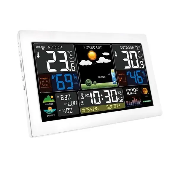 Meteostanice TE81W-XL s extra velkým barevným LCD displejem, bílá Rychlé Dodání