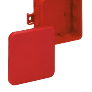 Sezónní Sleva i 12 - Prázdná červená spojovací krabice IP55 85 x 85 x 37 mm s úchyty