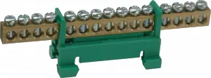 Záruka V Ceně SP 15/Z Propojovací můstek 15 svorek, zelený PE, maximální průřez pevného vodiče 16 mm2, 660 V, 63 A
