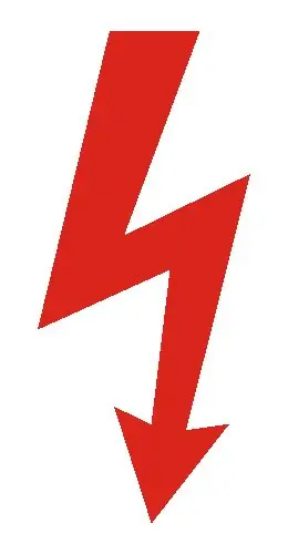 Pouze Dnes Samolepka 0100A 3x7cm Výstražná značka symbol blesk, červený blesk na bílé folii